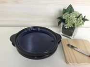 10 Inch Black Steak Pottery Dinner Plates Round With Double Ear