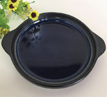 10 Inch Black Steak Pottery Dinner Plates Round With Double Ear