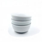 White Lightweight Embossed Ceramic Serving Bowls 6 Inch For Rice