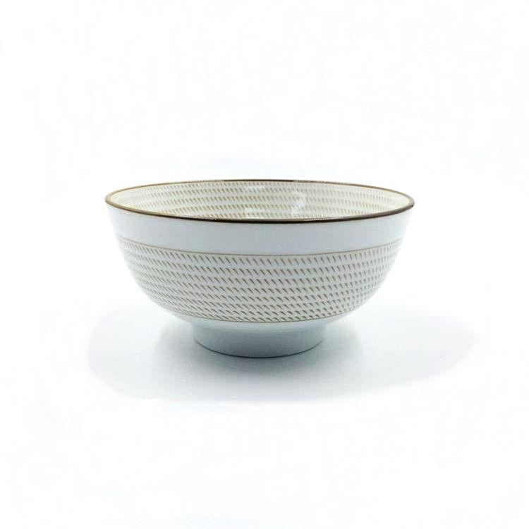 Daily Use Thread Print Ceramic Pottery Bowls , 6 Inch Bowl Stoneware
