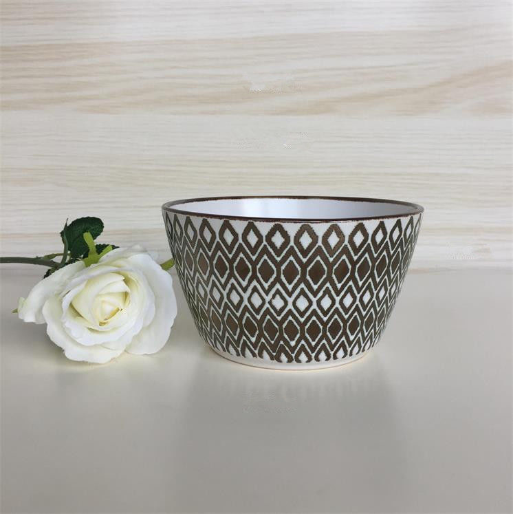 5.5 Inch Silk Screen Stoneware Ceramic Serving Bowls For Salad
