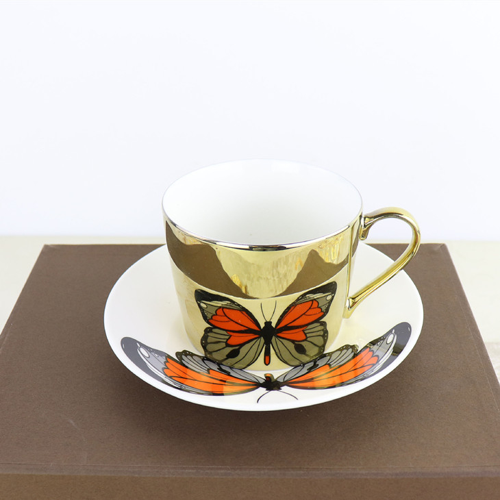 Mirror Reflection European Coffee Cup And Saucer Set Creative Electroplating