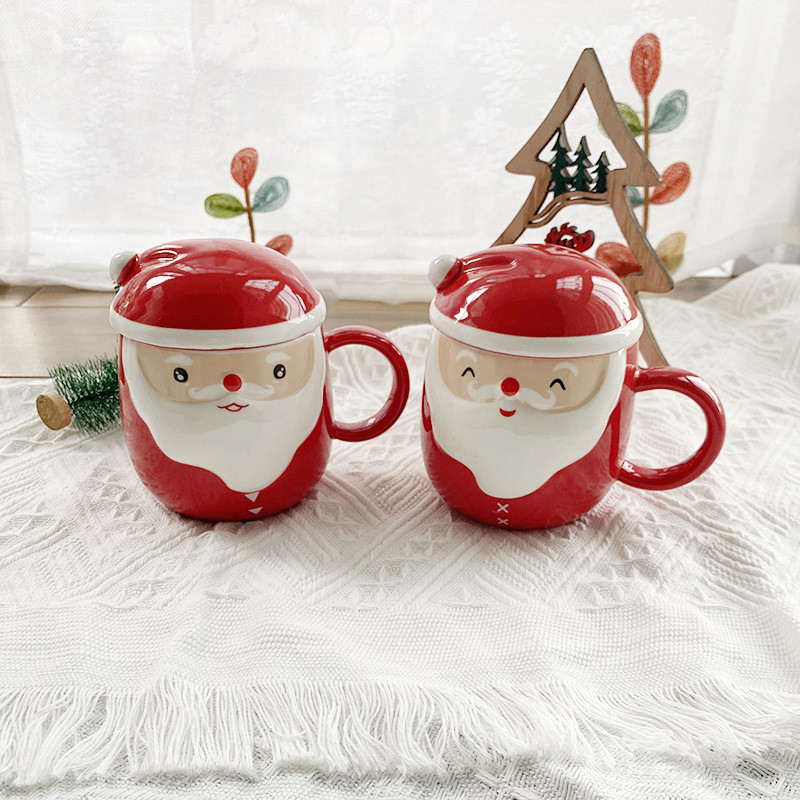 3d Christmas Ceramic Coffee Mug Round Shaped For Restaurant