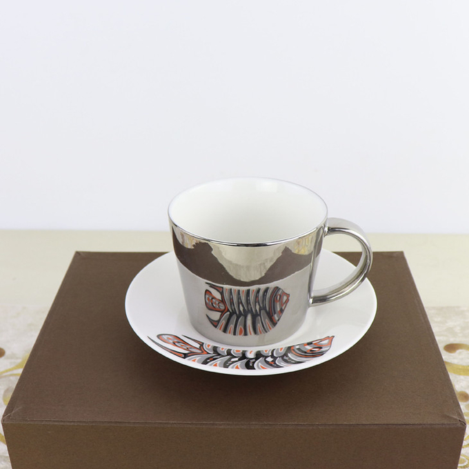 मिरर प्रतिबिंब यूरोपीय कॉफी कप और तश्तरी क्रिएटिव इलेक्ट्रोप्लेटिंग सेट करें 15