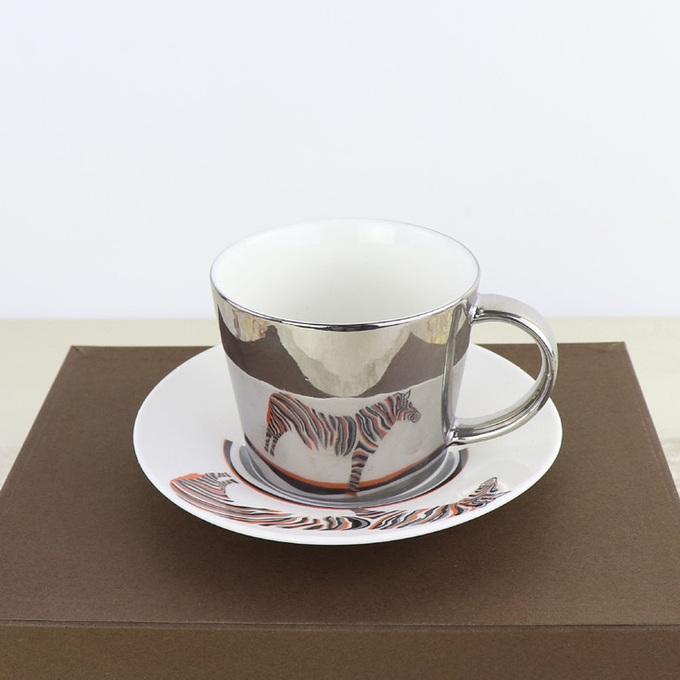 मिरर प्रतिबिंब यूरोपीय कॉफी कप और तश्तरी क्रिएटिव इलेक्ट्रोप्लेटिंग सेट करें 8
